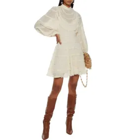 Zimmermann Ladybeetle Spliced Mini Dress Ivory Size 0 AU 8 for rent on The Volte - image 1
