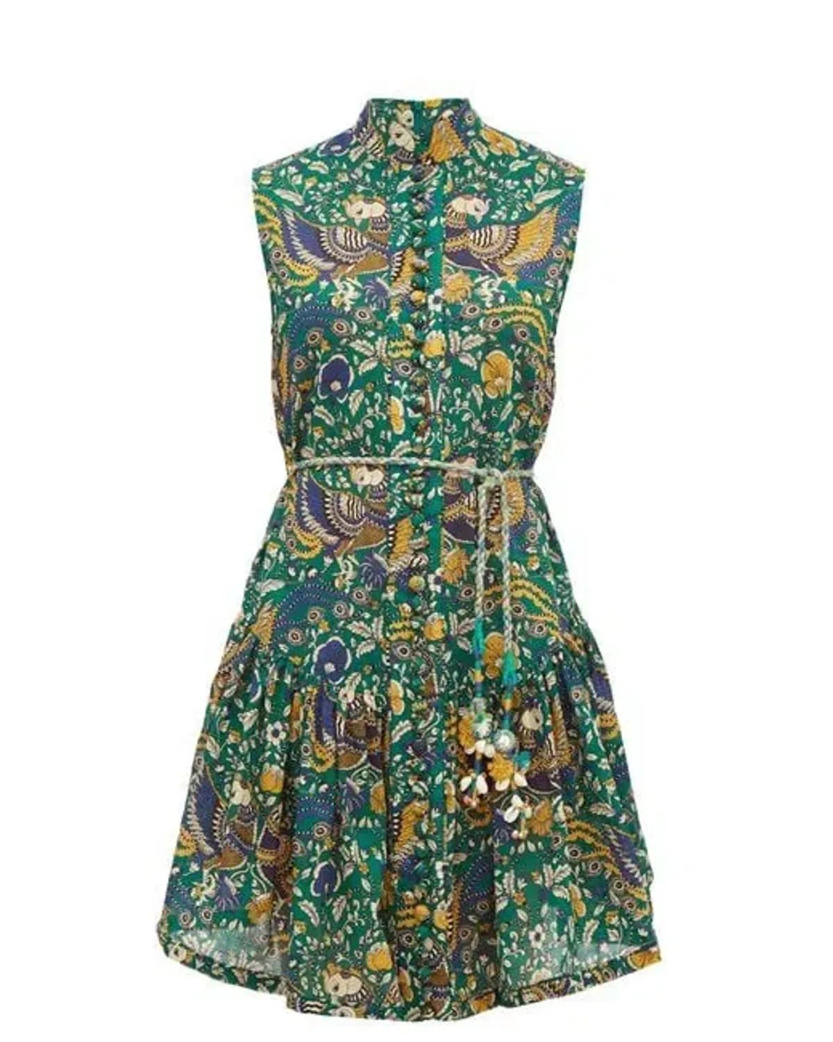 Zimmermann Edie Drop Waist Mini Dress Green Size AU 8 - Image 4