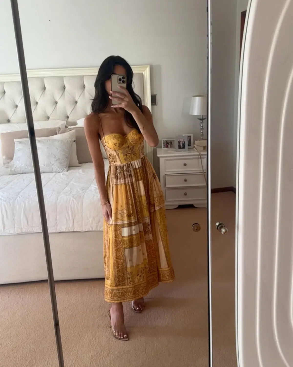 Zimmermann The Lucky Corset Midi Dress in Mustard Bandana Size 3/Au 14 - Image 3