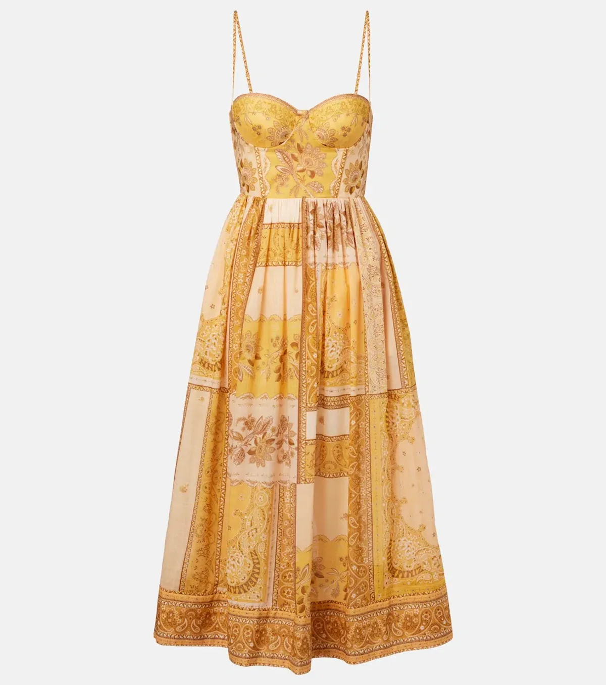 Zimmermann The Lucky Corset Midi Dress in Mustard Bandana Size 3/Au 14 - Image 2