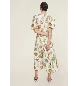 Alemais Sea Midi Dress Cream Print Size AU 16 for rent on The Volte - image 3