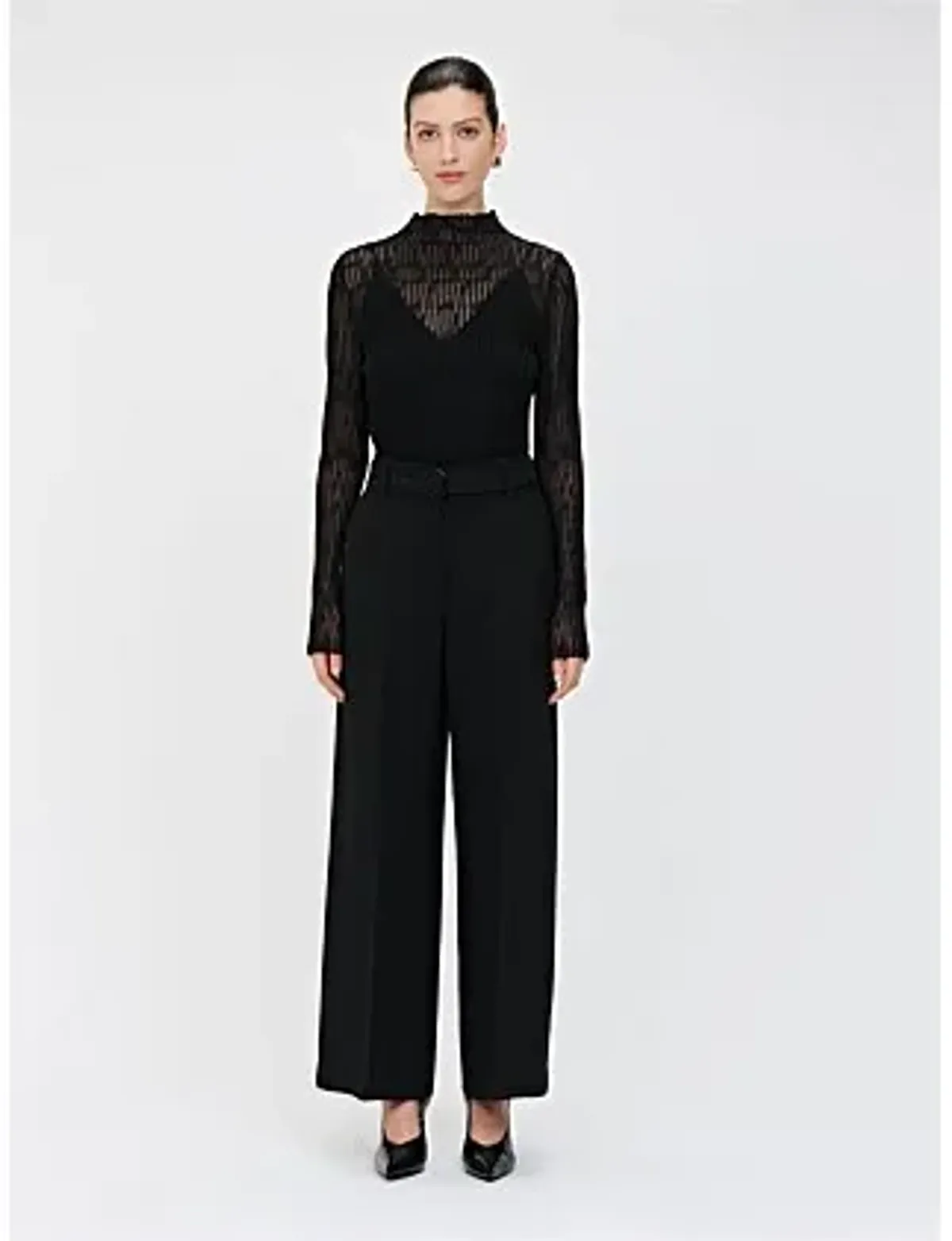 Veronika Maine Sheer Wave Funnel Neck Knit Black Size - Image 5
