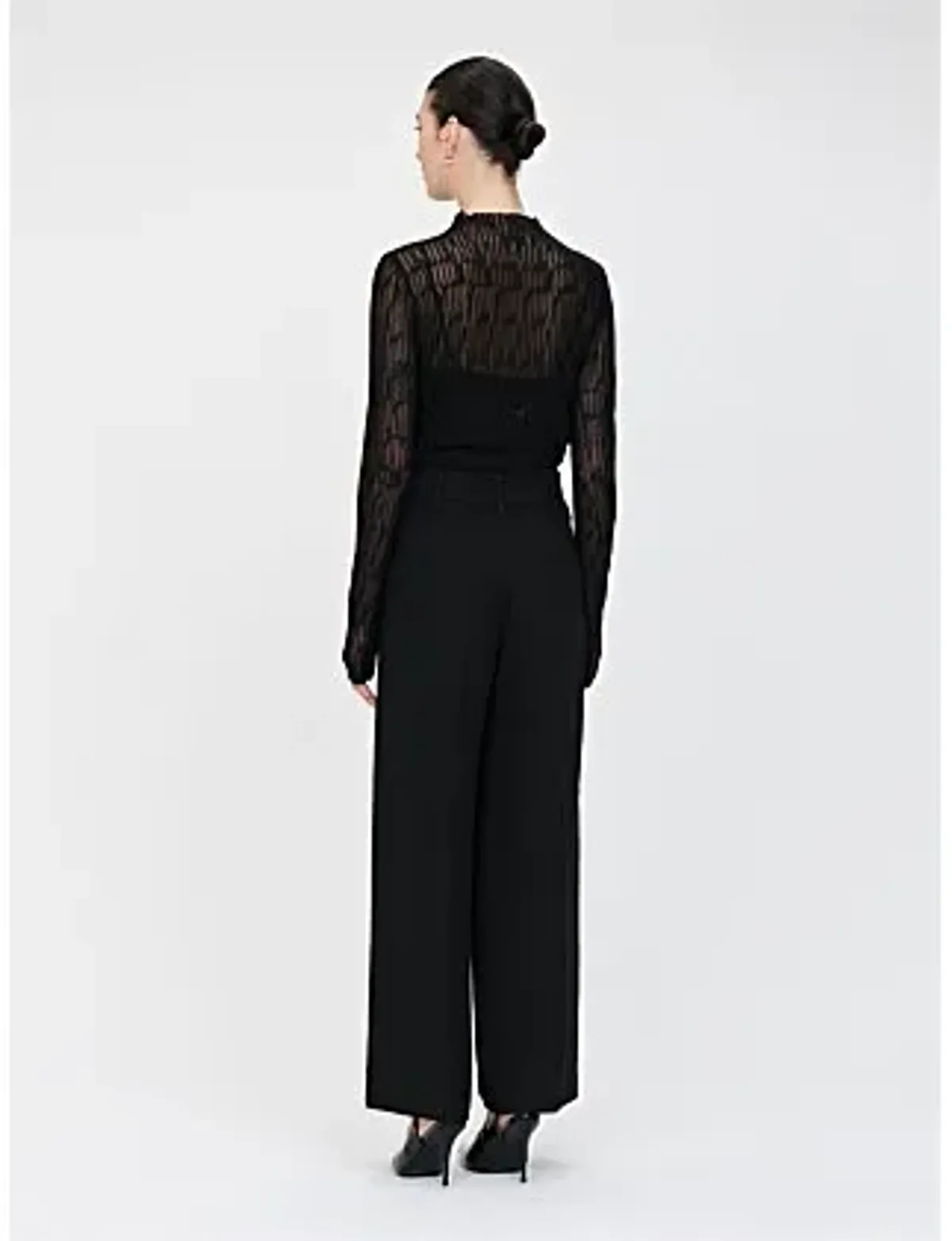 Veronika Maine Sheer Wave Funnel Neck Knit Black Size - Image 2