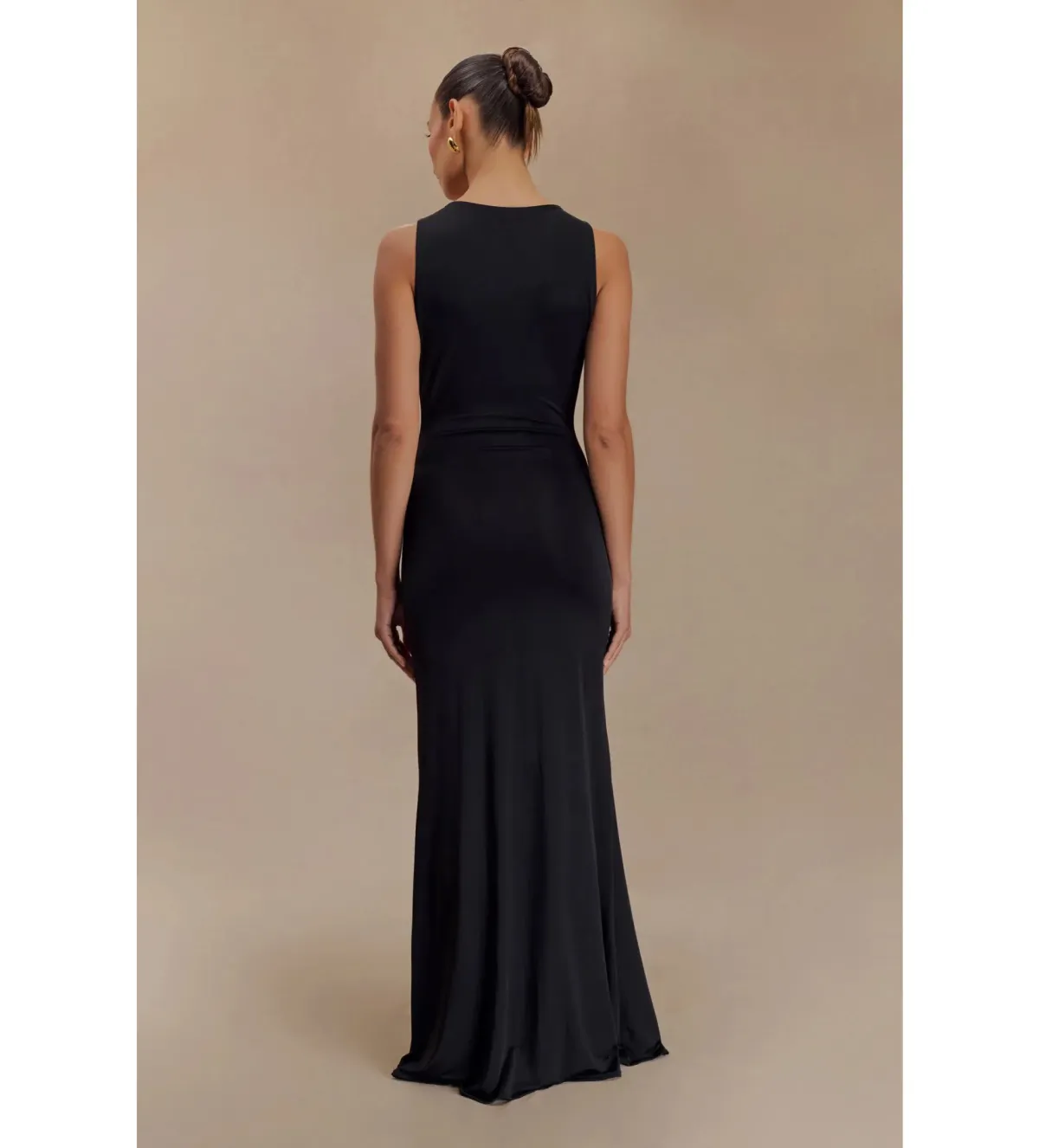 MESHKI Beck Plunge Maxi Dress Black with Floral Hardware Size S AU 8 - Image 2