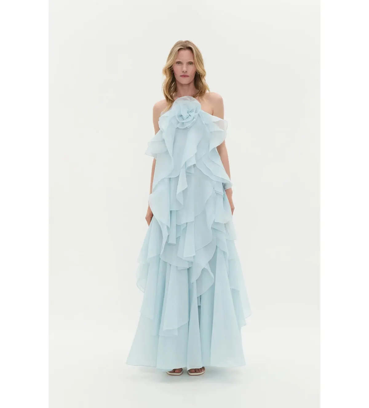 Aje Pandorea Layered Maxi Dress Silver Blue Size AU 10 - Image 2
