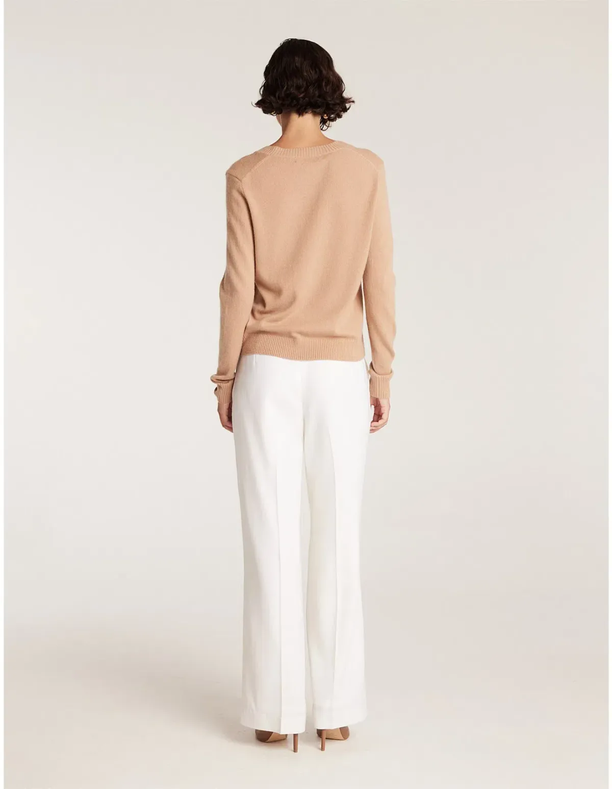 Perri Cutten Cashwool V Neck Jumper Chestnut Size 16/L - Image 3