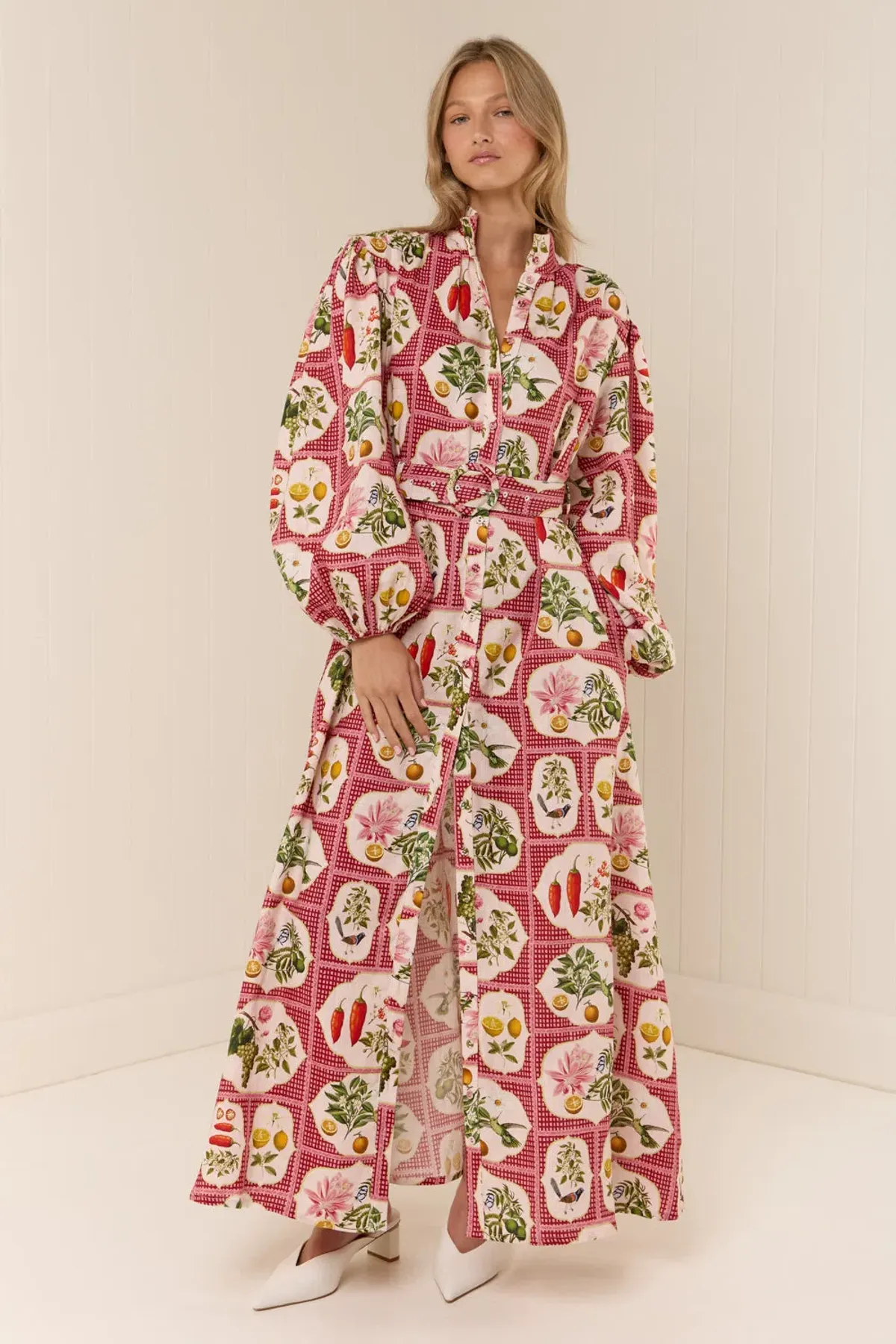 Palm Noosa Noddy Shirt Dress Pink Citrus Tile Size AU 10 - Image 1