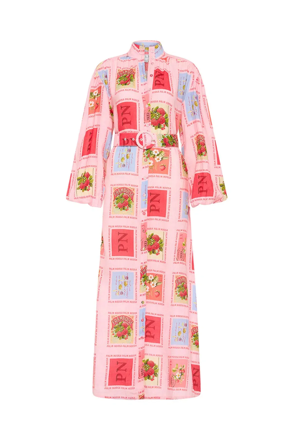 Palm Noosa Noddy Shirt Maxi Dress in Strawberry Stamp Print Size AU 10  - Image 5