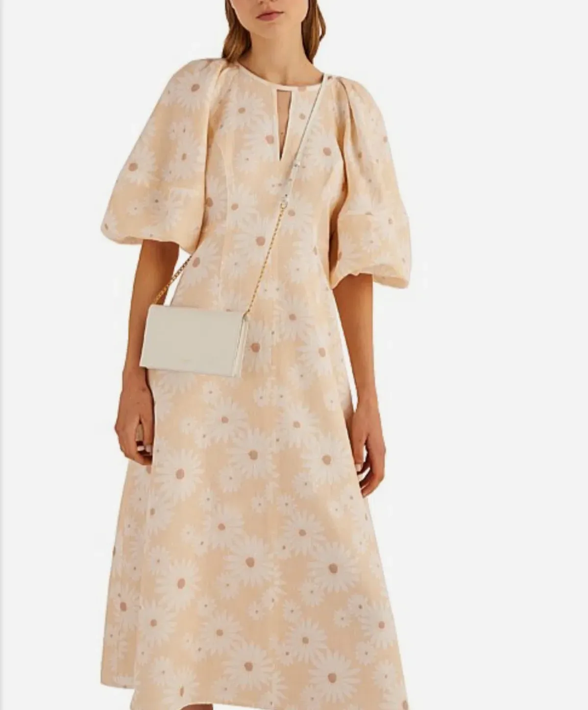 Oroton Daisy Print Midi Dress Size AU 12 - Image 1