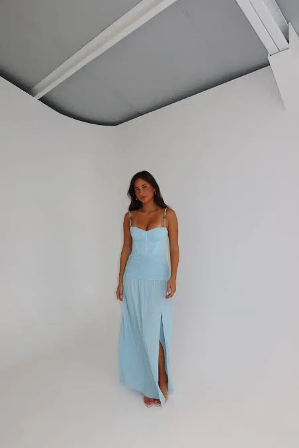 Manning Cartell Double Time Pleat Dress Maxi Acqua Spritz Size AU 10 - Image 4