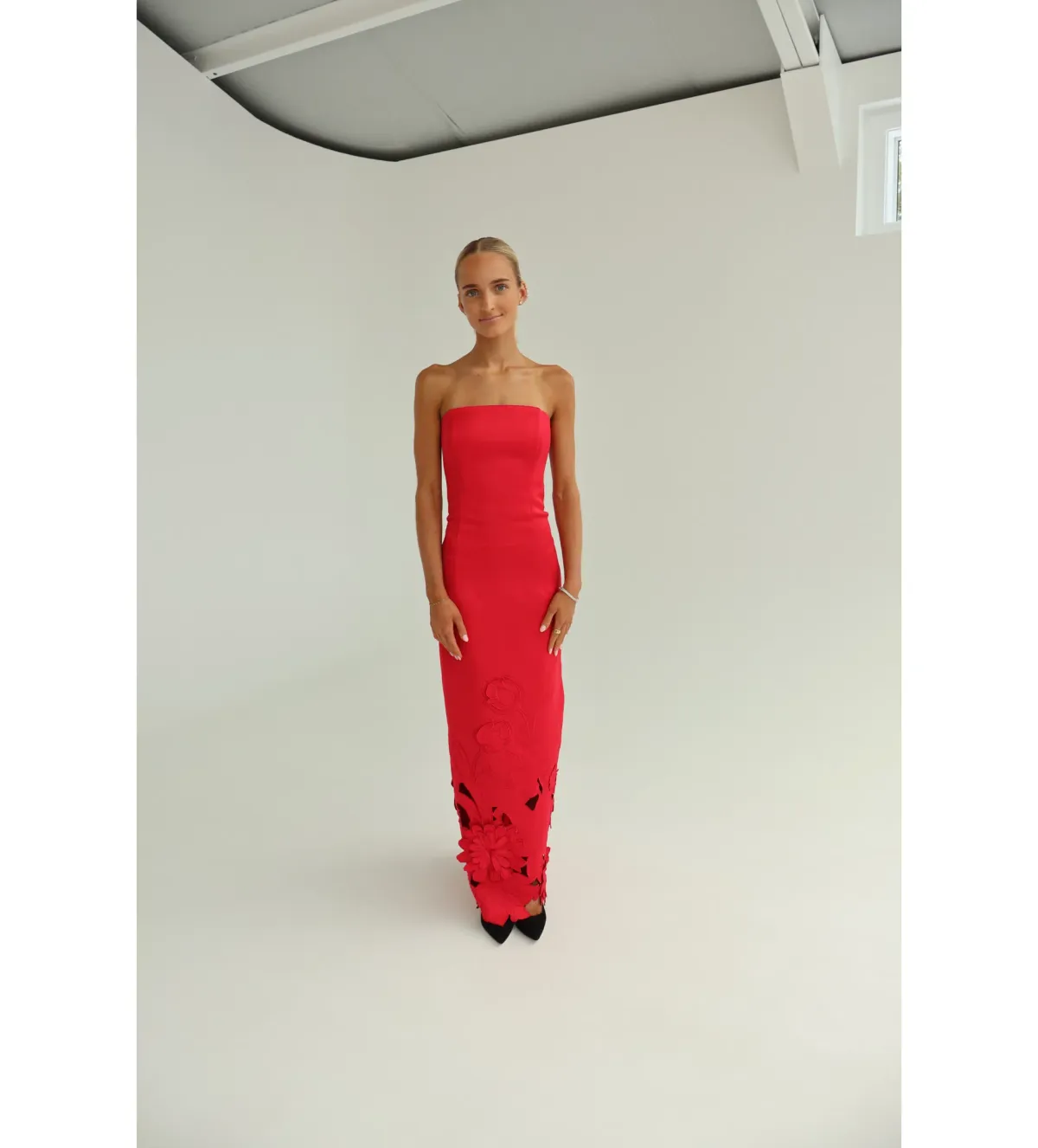 Leo Lin Rayna Appliqué Bustier Maxi Dress in Rosa Size AU10 - Image 6