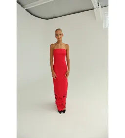 Leo Lin Rayna Appliqué Bustier Maxi Dress in Rosa Size AU10 for rent on The Volte - image 6