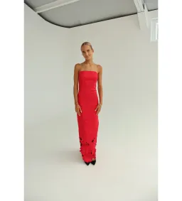 Leo Lin Rayna Appliqué Bustier Maxi Dress in Rosa Size AU10 for rent on The Volte - image 5
