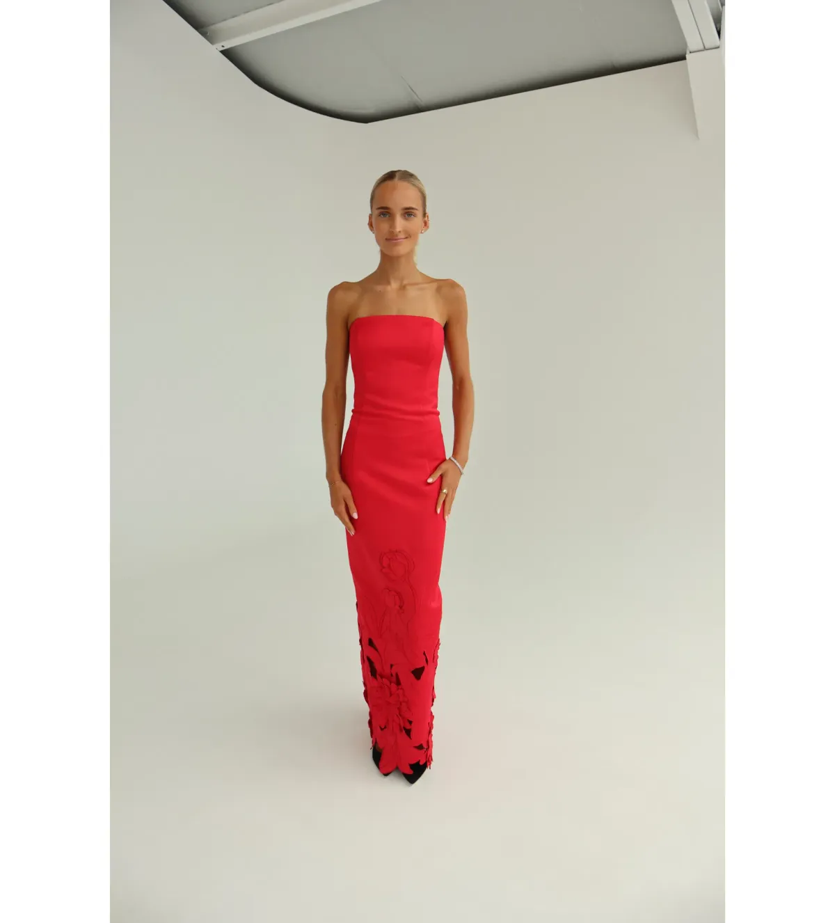 Leo Lin Rayna Appliqué Bustier Maxi Dress in Rosa Size AU10 - Image 2