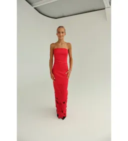 Leo Lin Rayna Appliqué Bustier Maxi Dress in Rosa Size AU10 for rent on The Volte - image 2