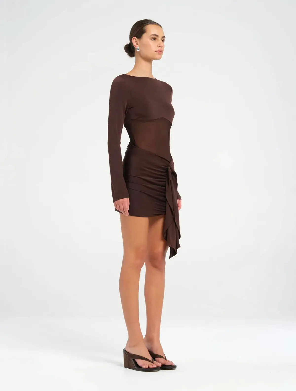 Benni Juni Mini Dress in Chocolate Size AU 10 - Image 2
