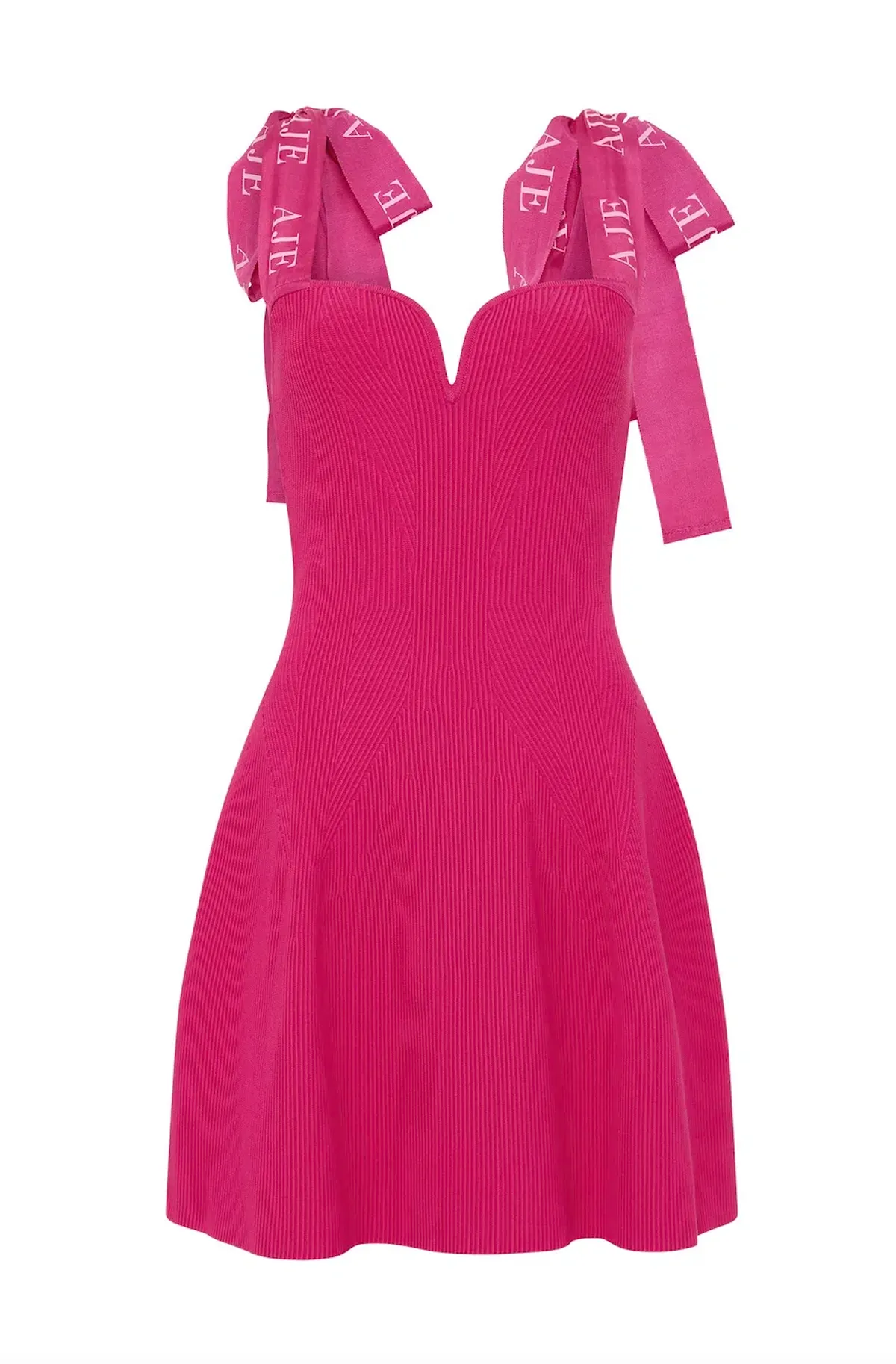 Aje Amber Knit Tie Shoulder Mini Dress Fuscia Size 6 - Image 2