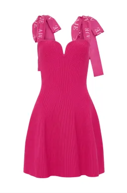Aje Amber Knit Tie Shoulder Mini Dress Fuscia Size 6 for rent on The Volte - image 2