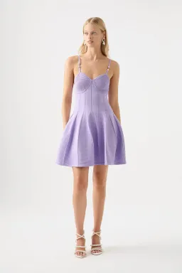 Aje Phaedra Ottoman Bustier Mini Dress in Lilac Size 6/XS for rent on The Volte - image 1