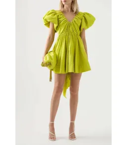 Aje Gretta Bow Back Mini Dress Green Size AU 6  for rent on The Volte - image 3