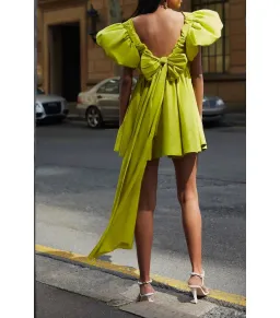 Aje Gretta Bow Back Mini Dress Green Size AU 6  for rent on The Volte - image 1