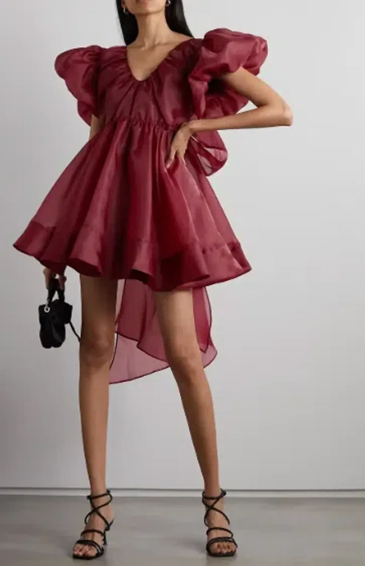 AJE Gretta Bow Back Short Mini Dress Burgundy Size AU 8 - Image 3