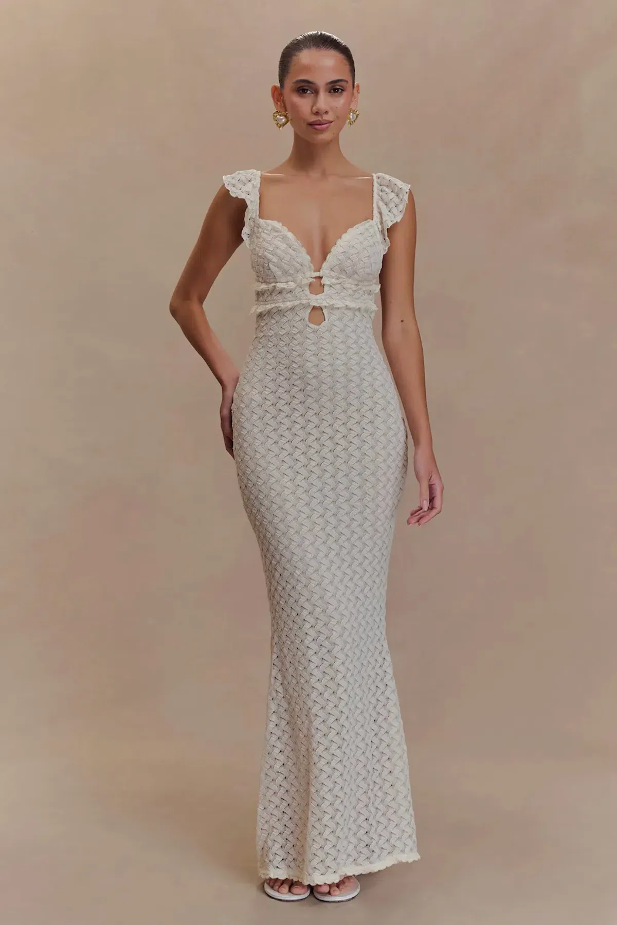 Meshki Ezra Lace Maxi Dress in Ivory Size 4 - Image 1