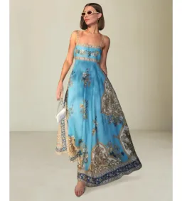 Alemais x La Sirena Exclusive Cassie Midi Sundress in  Blue Floral Size AU 14 for rent on The Volte - image 1