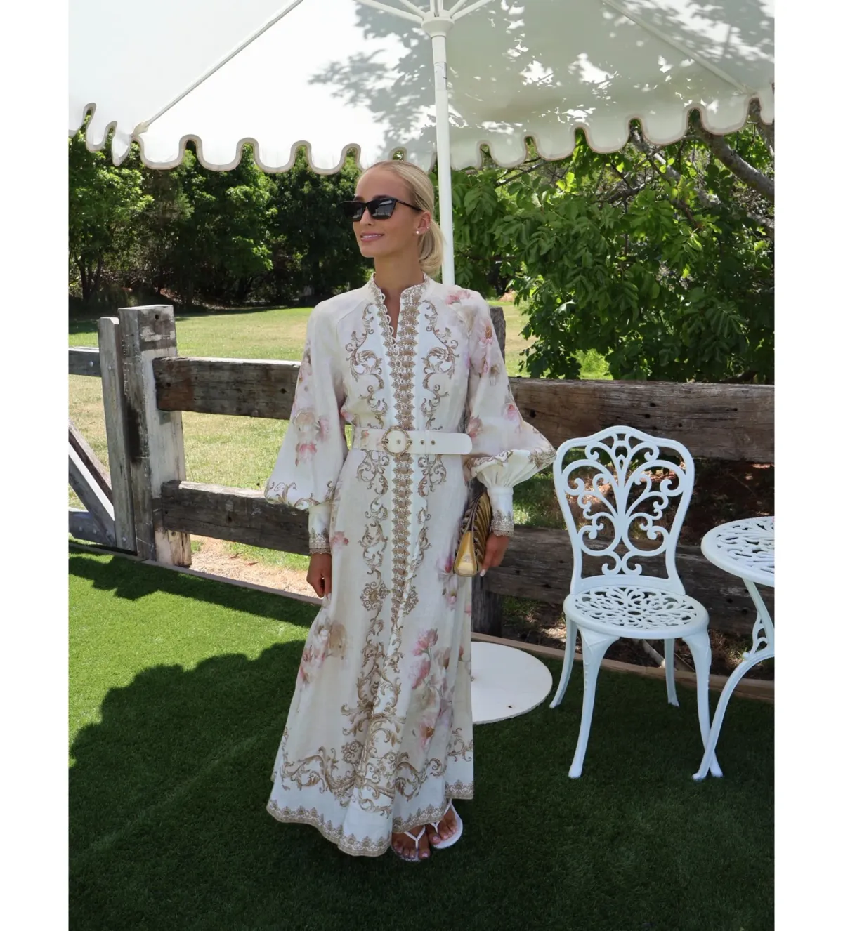 Zimmermann Hypnotic Buttoned Midi Dress in Cream Peony Size 1 / AU 10 - Image 1