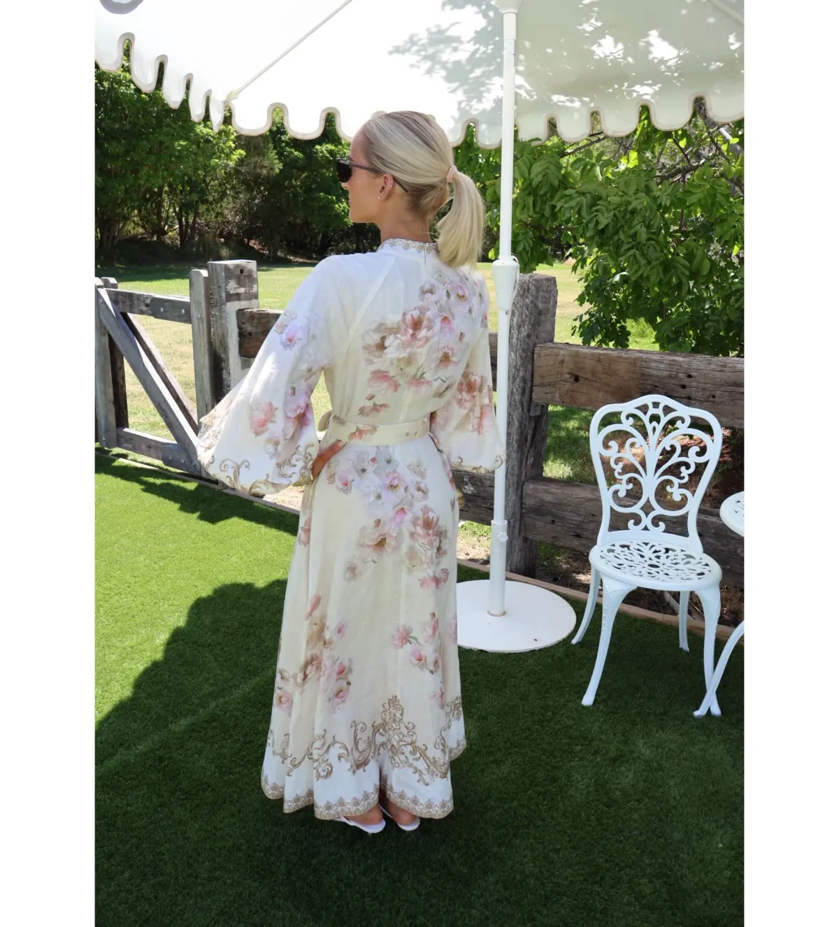 Zimmermann Hypnotic Buttoned Midi Dress in Cream Peony Size 1 / AU 10 - Image 4