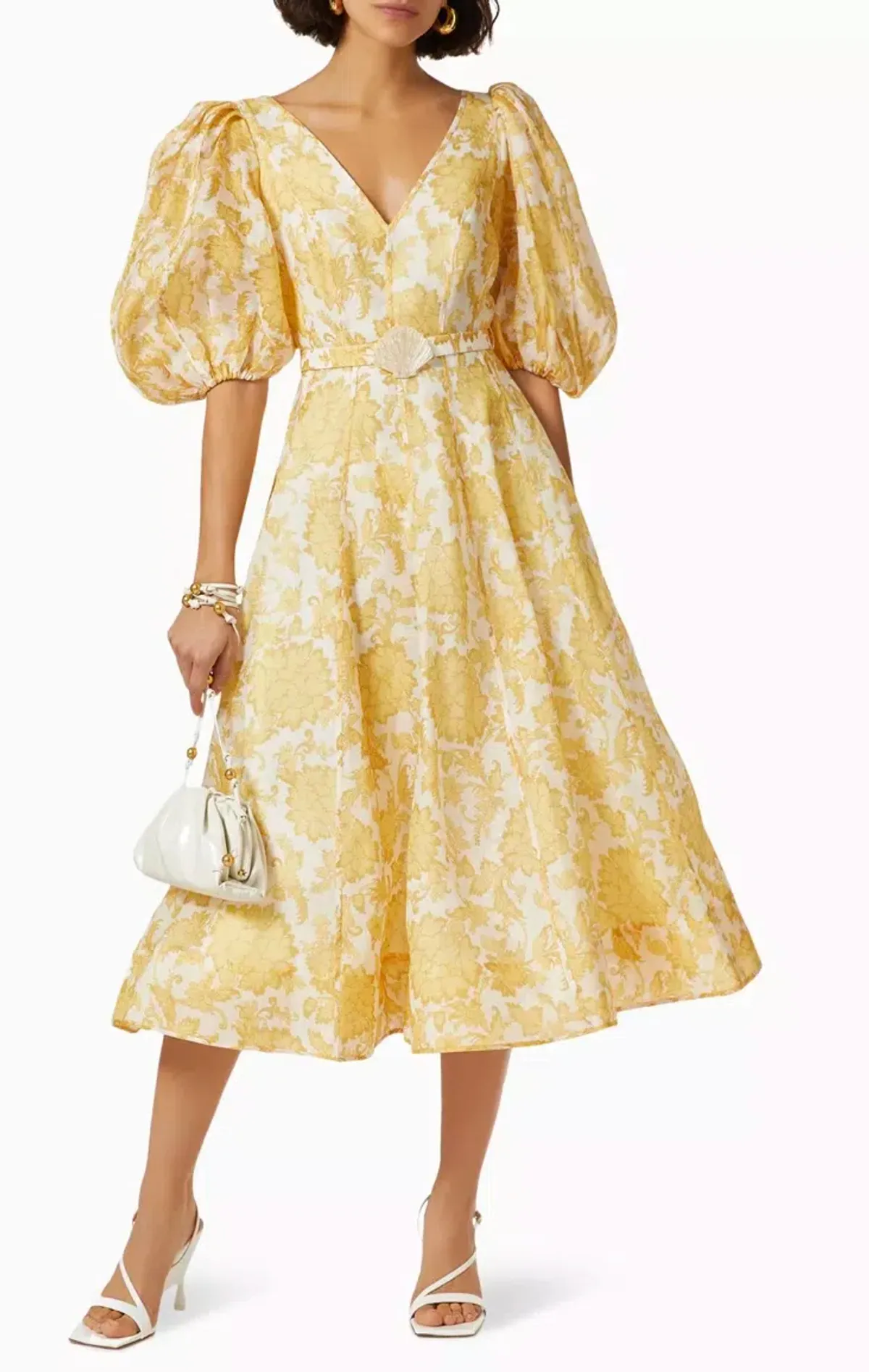 Zimmermann Postcard Puff Sleeve Midi Dress Size 1 /Au 10 - Image 1