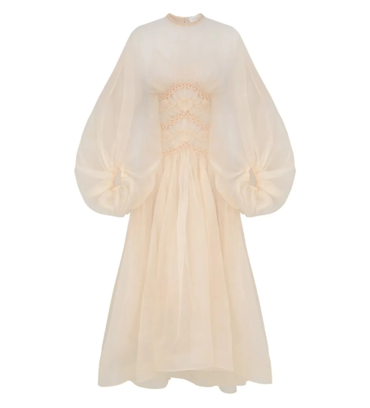 Zimmermann Illuminate Macrame Gown Maxi in Cream Size AU 6 - Image 3