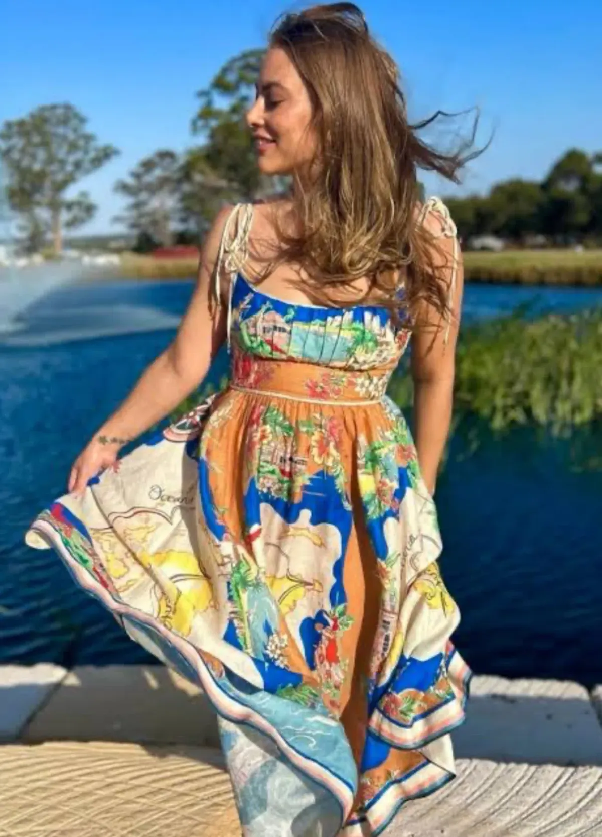 Zimmermann Alight Picnic Midi Dress Print Size 3 / AU 14 - Image 2