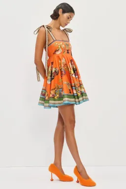 Alemais Rocco Sundress Mini Dress in Orange Multi Size AU 8 for rent on The Volte - image 2