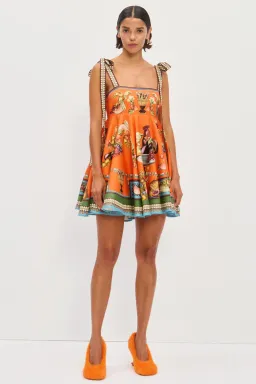 Alemais Rocco Sundress Mini Dress in Orange Multi Size AU 8 for rent on The Volte - image 1