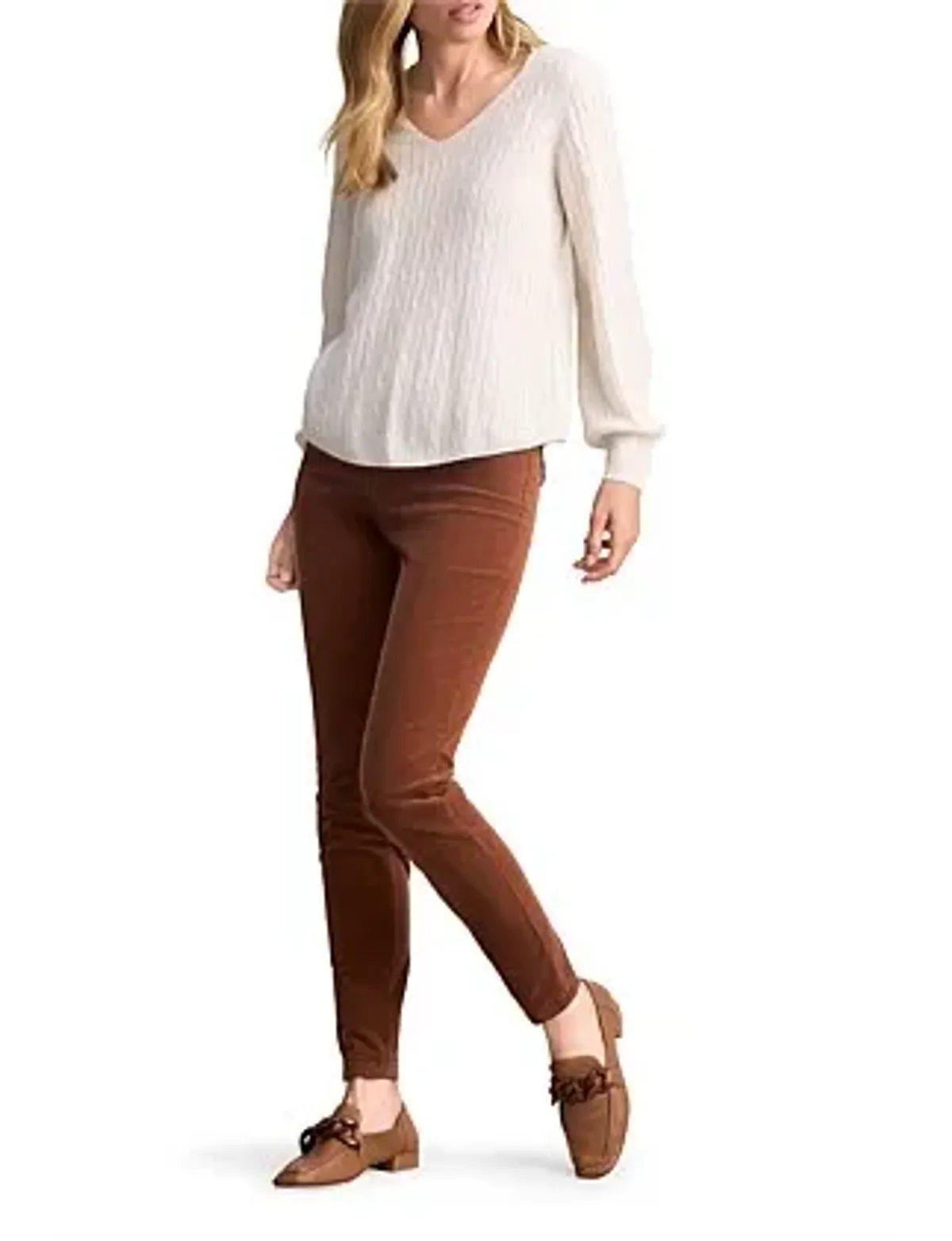 Blue Illusion Cashmere Blouson Sleeve Jumper Cream Size 20/3XL - Image 1
