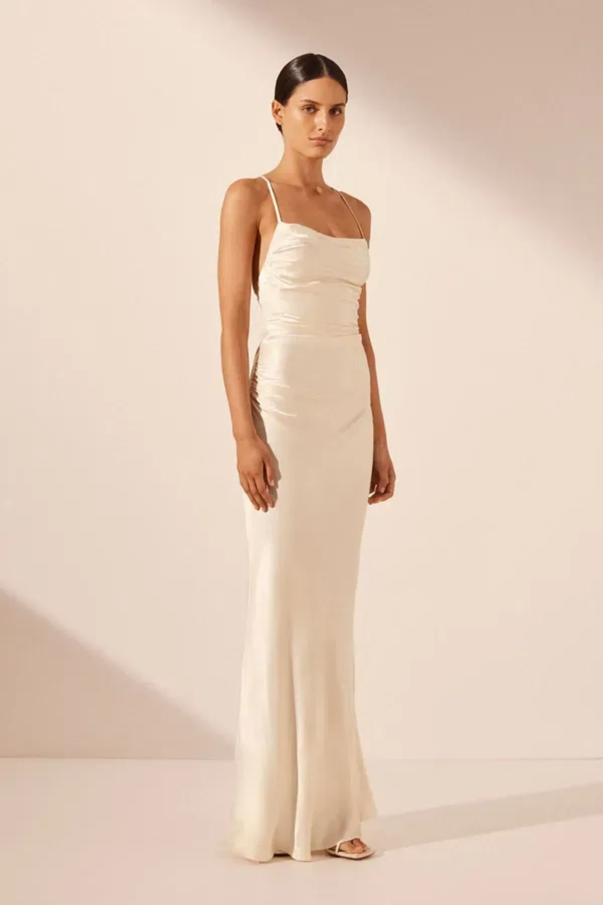 Shona Joy La Lune Lace Back Maxi Dress Cream Size AU 8 - Image 4