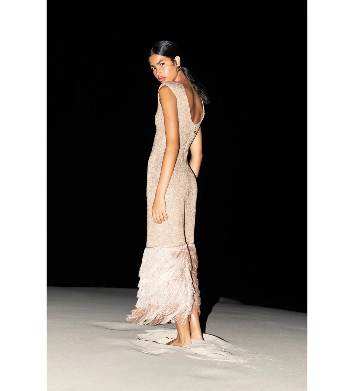 Aje Breeze Knit Midi Dress Rose Gold Size AU 8 - Image 3