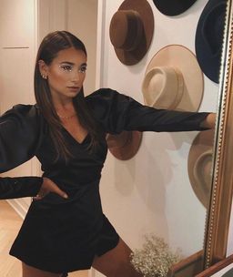 Rotate Puff Sleeve V Neck Mini Dress Black Size 6 for rent on The Volte - image 3