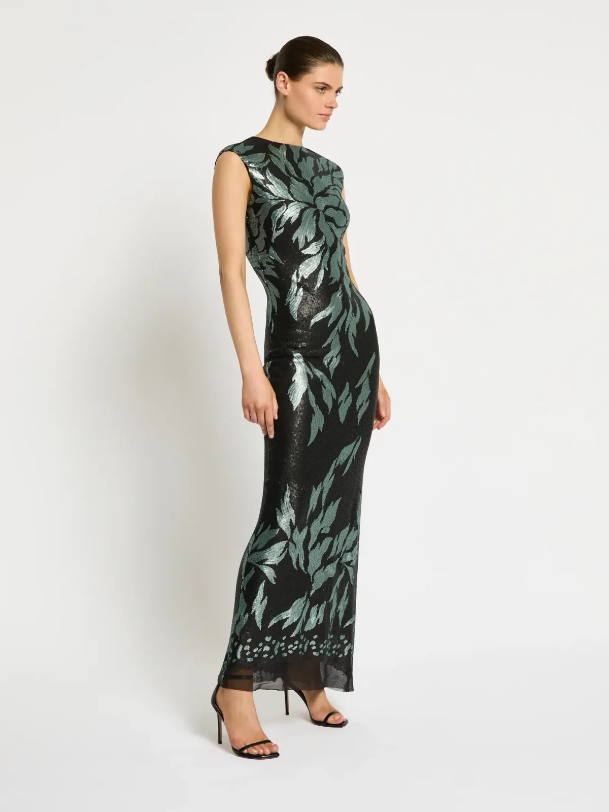Moss & Spy Larissa Gown Black Mint Sequin Midi Dress Size 12 - Image 2
