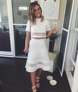 Aje Crop Top and Skirt Set White Size 8 for rent on The Volte - image 1