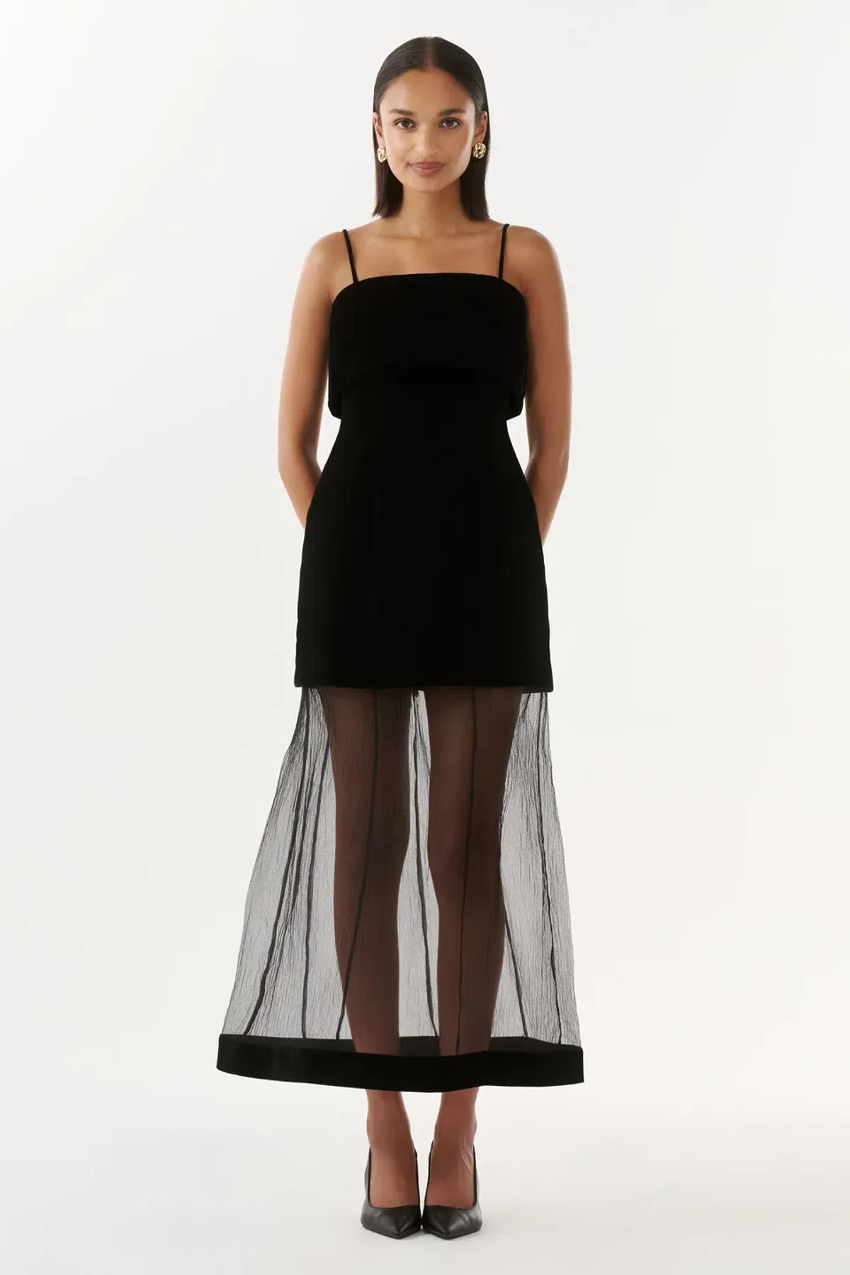 Justin Tong Phoebe Organza Maxi Dress Black Size 8 - Image 1