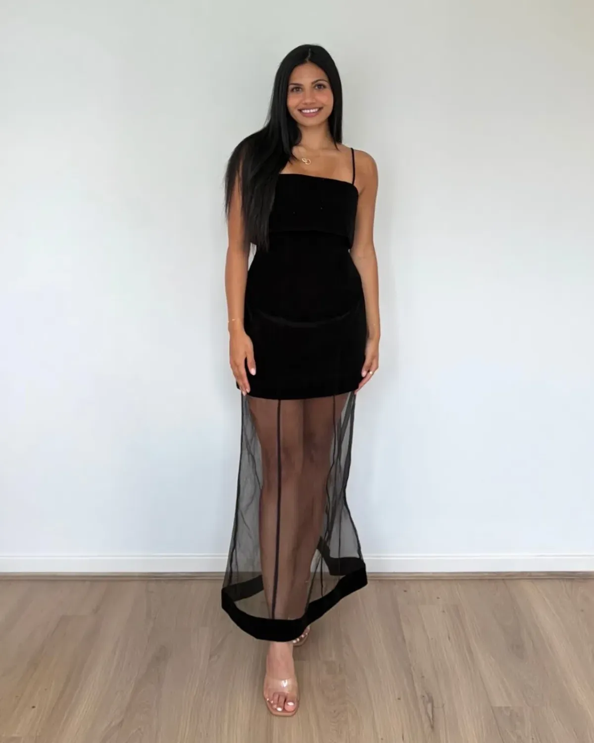 Justin Tong Phoebe Organza Maxi Dress Black Size 8 - Image 3