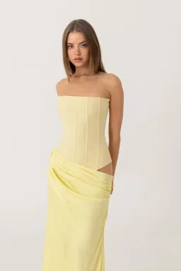 HNTR The Label Huxley Maxi Gown Lemon Size 6 for rent on The Volte - image 4