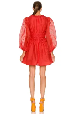 Zimmermann Prima Frill V Neck Mini Dress Red Size AU 12 for rent on The Volte - image 3
