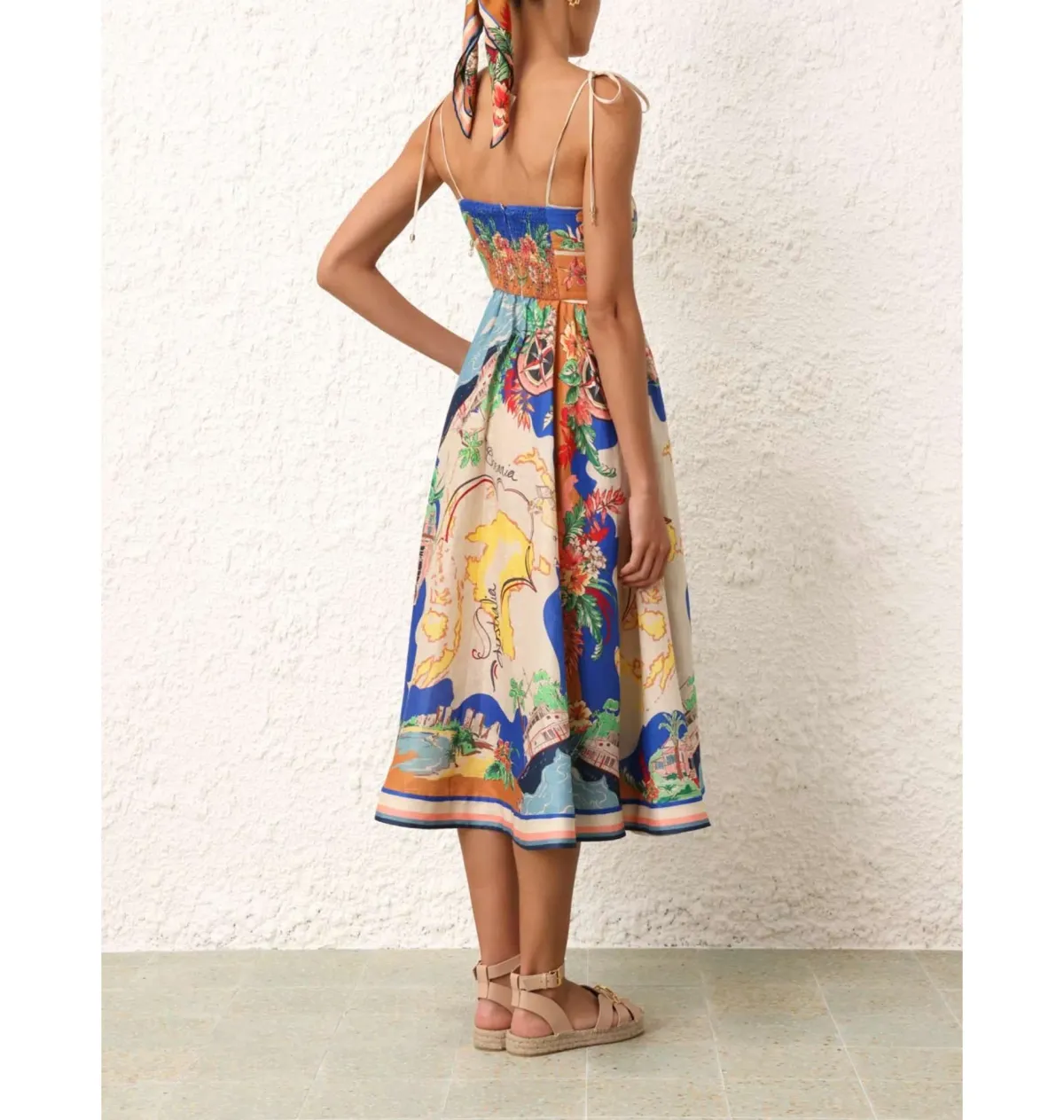 Zimmermann Alight Picnic Midi Dress Nautical Map Print Size 2 / AU 12 - Image 3