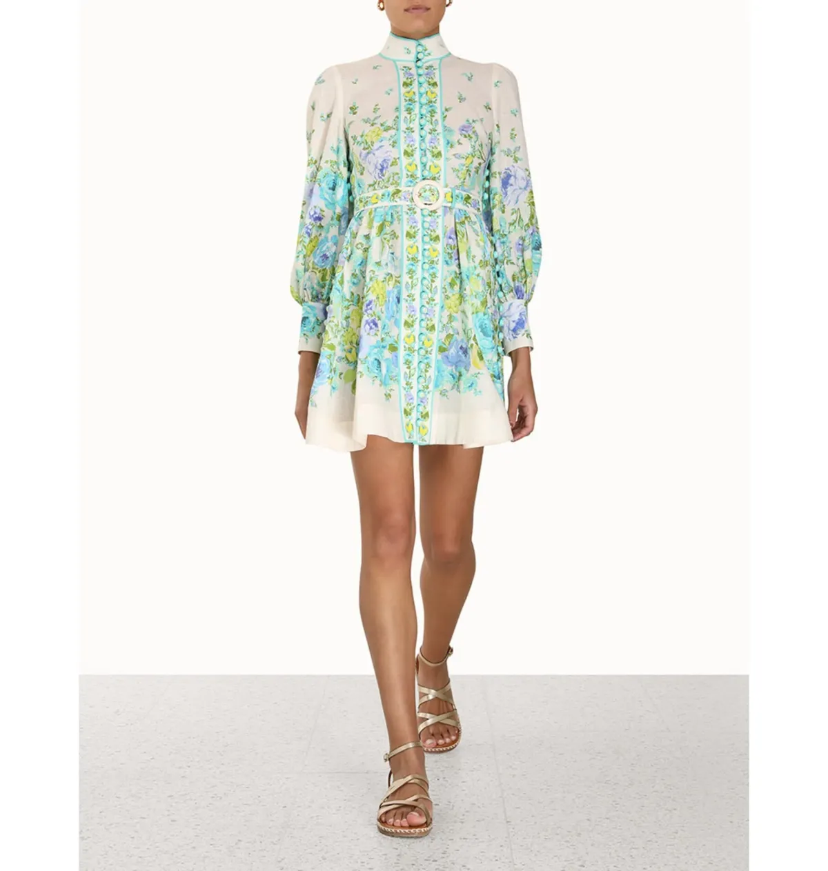 Zimmermann Raie Buttoned Mini Dress Floral Size 3 / AU 14 - Image 1
