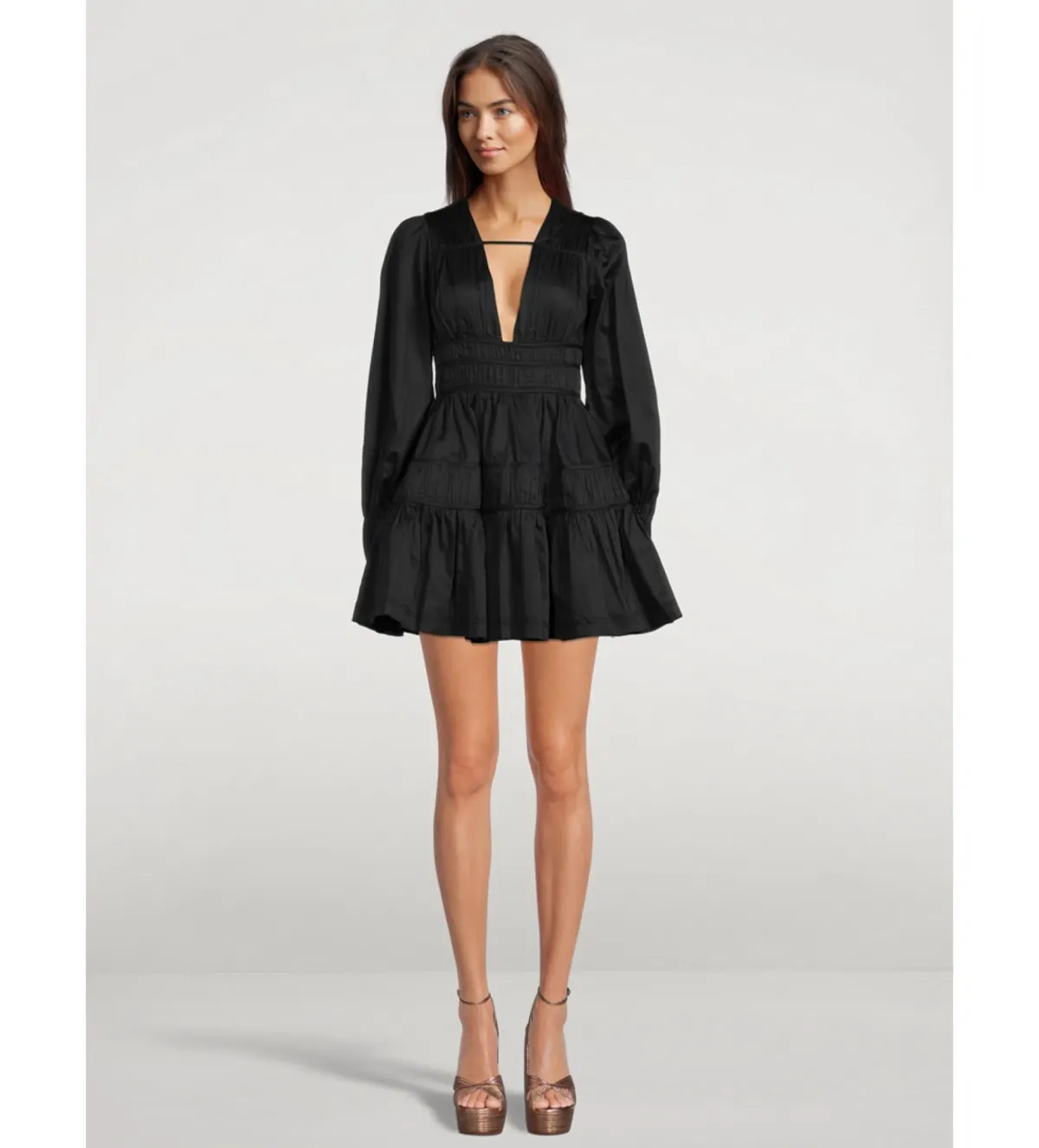 Aje Fallingwater Fallingwater Gathered Mini Dress in Black Size S / AU 8 - Image 1