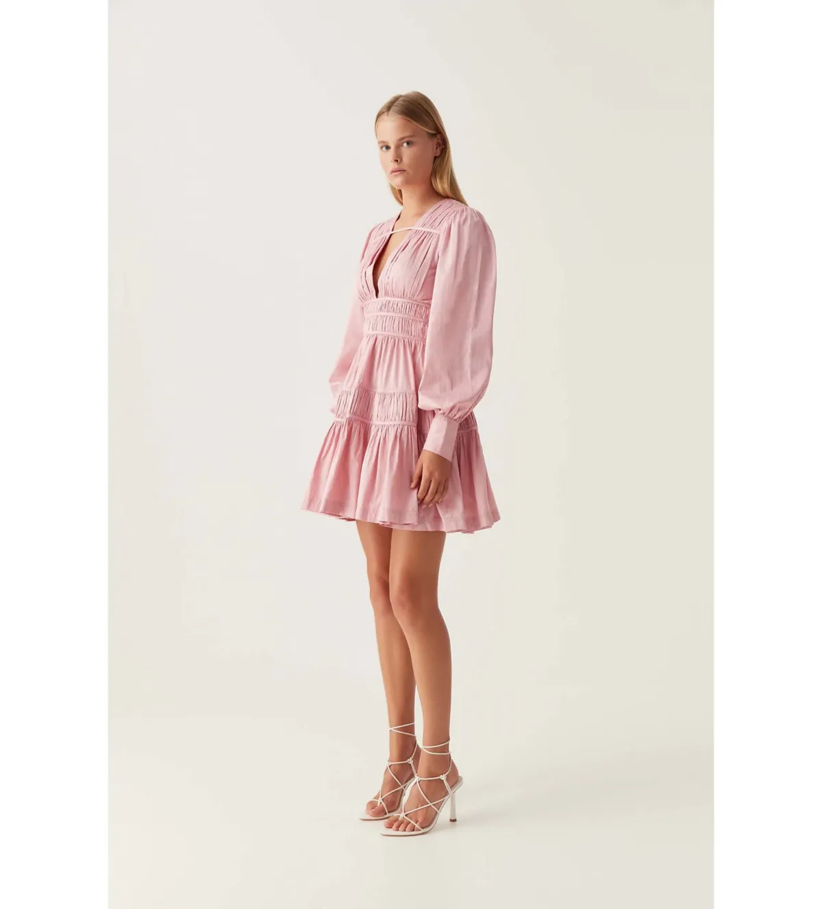 Aje Fallingwater Gathered Mini Dress in Powder Pink Size S / AU 8 - Image 2