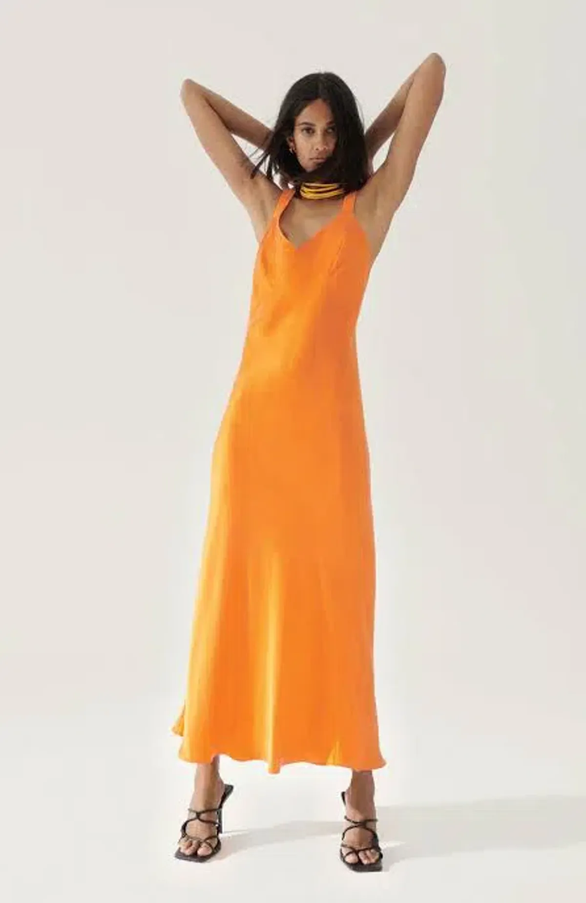 Silk Laundry Deco Ruched Maxi Dress Fire Lily Size 6/XS - Image 2